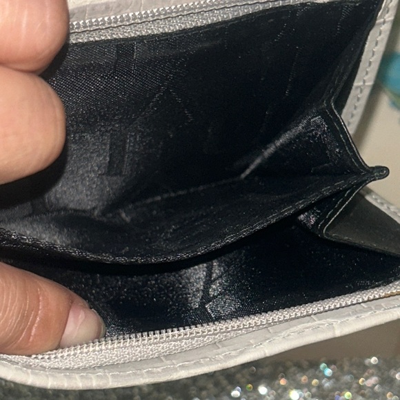 FURLA Light Gray Croc-Embossed Wallet With Dust Bag NWT - Picture 9 of 12